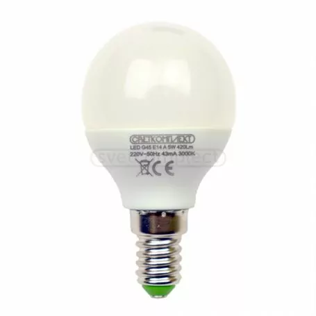 Лампа світлодіодна LED G45 E14 A 5W 3000К