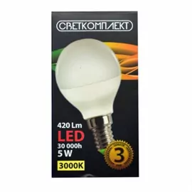 Лампа світлодіодна LED G45 E14 A 5W 3000К