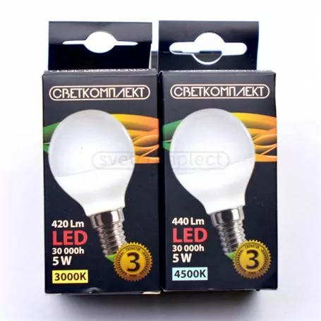 Лампа світлодіодна LED G45 E14 A 5W 4500К
