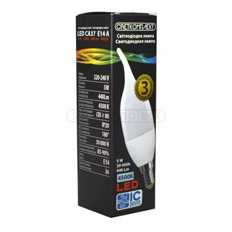 Лампа світлодіодна LED CA37 E14 A 5W 4500К