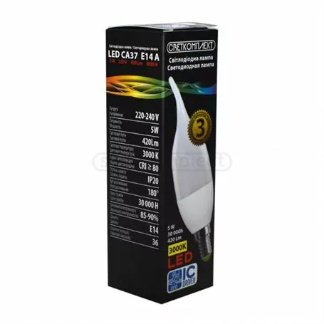 Лампа світлодіодна LED CA37 E14 A 5W 3000К Лампа світлодіодна LED CA37 E14 A 5W 3000К