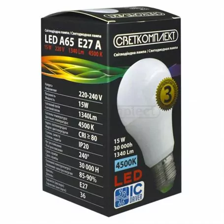Лампа світлодіодна LED A65 E27 A 15W 4500К