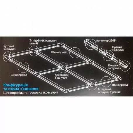 Шинопровод 1-фазный длинна 2м HH-2GD-2м BK Черный