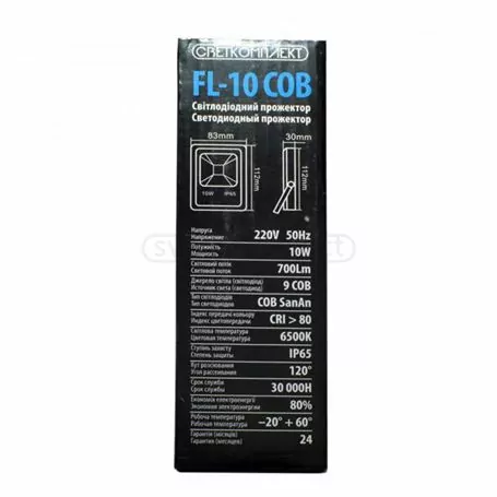 Светодиодный прожектор FL-10 10W 6500K 220V (черный)