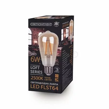 Лампа светодиодная LED FLST64 E27 2500K FR GOLD