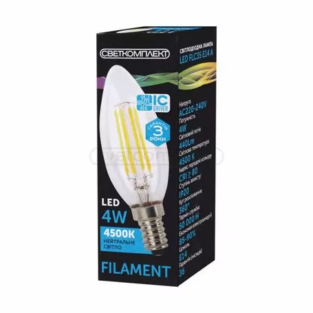 Лампа світлодіодна LED FLC35 E14 4w 4500K Filament 220-240V