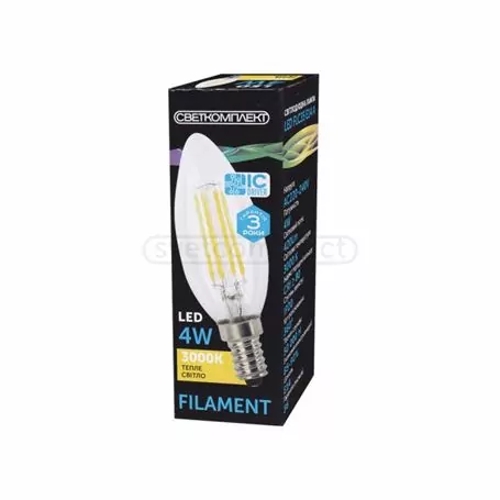 Лампа світлодіодна LED FLC35 E14 4w 3000K Filament 220-240V