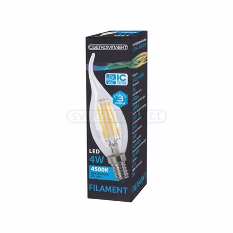 Лампа світлодіодна LED FLCA35 E14 4w 4500K Filament 220-240V