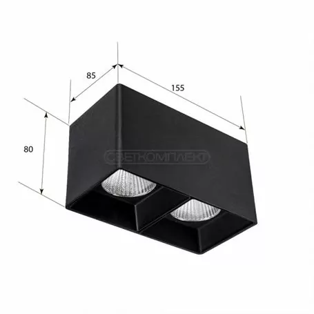 Светильник LED потолочный СВЕТКОМПЛЕК DL-SQ 102S 20W 4000K BK