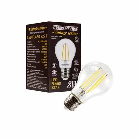 Лампа LED СВЕТКОМПЛЕКТ VINTAGE F FLA60 E27 8W 4500K FIL Лампа LED СВЕТКОМПЛЕКТ VINTAGE F FLA60 E27 8W 4500K FIL