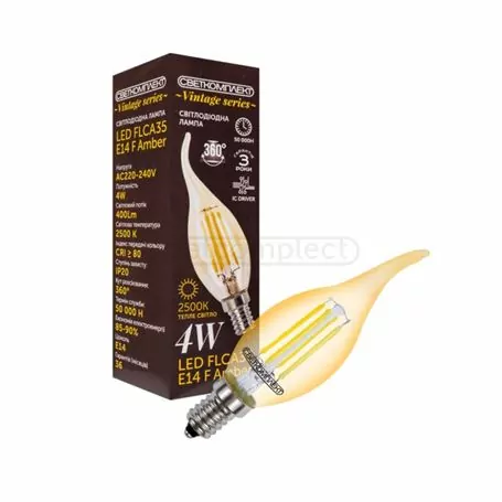 Лампа LED СВЕТКОМПЛЕКТ VINTAGE F FLCA35 E14 4W 2500K GOLD FIL