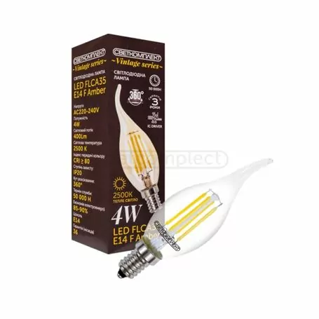 Лампа LED СВЕТКОМПЛЕКТ VINTAGE F FLCA35 E14 4W 4500K FIL