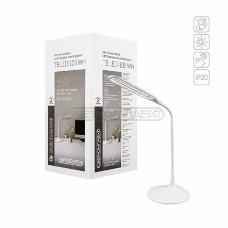 Настільна світлодіодна лампа TB LED-105 WH 5W 4500K Настільна світлодіодна лампа TB LED-105 WH 5W 4500K