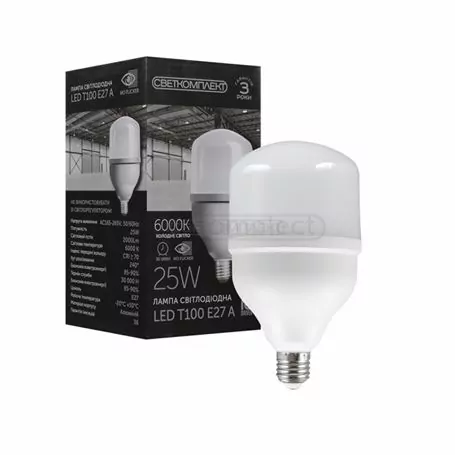 Лампа LED Светкомплект T100 А 25W Е27 6000K