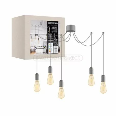 Підвіс СВЕТКОМПЛЕКТ LOFT Павук 11405 E27 5X40W 5х2м Б сірий Підвіс СВЕТКОМПЛЕКТ LOFT Павук 11405 E27 5X40W 5х2м Б сірий