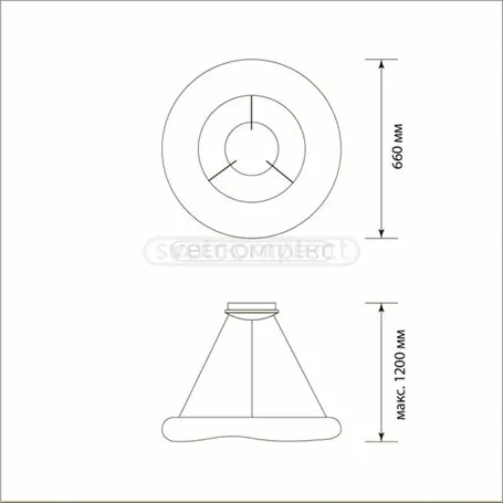 Подвес светодиодний потолочный СВЕТКОМПЛЕКТ CLOUD PLN-72W+24W OP RC