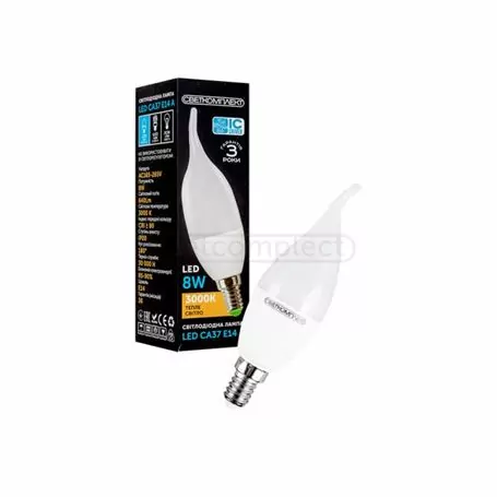 Лампа LED СВЕТКОМПЛЕКТ CA37 E14 A 8W 3000K