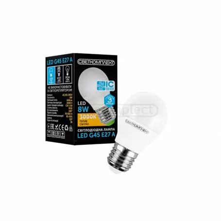 Лампа СВЕТКОМПЛЕКТ G45 E27 A 8W 3000K