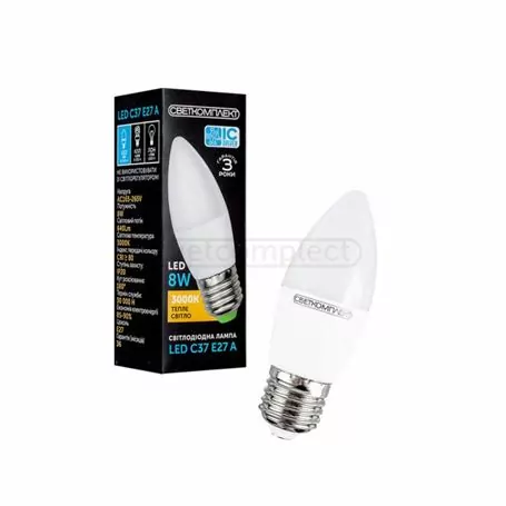 СВЕТКОМПЛЕКТ LED C37 E27 A 8W 3000K СВЕТКОМПЛЕКТ LED C37 E27 A 8W 3000K