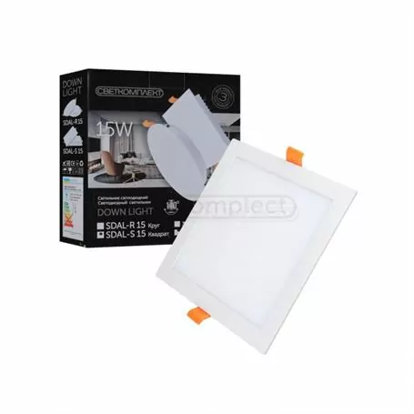 Светильник светодиодный СВЕТКОМПЛЕКТ SDAL-S 15 15W 4500K WH (білий) 150x150mm