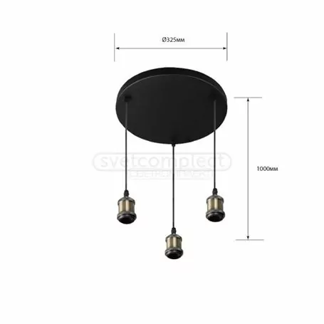 Светильник СВЕТКОМПЛЕКТ LOFT RL круг-325-подвес E27 3x40W BLACK+AB