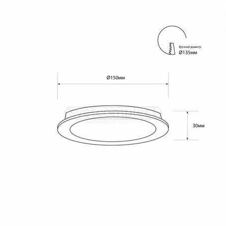 Светильник диодный СВЕТКОМПЛЕКТ SDAL-R 15  15W 4500K WH (білий) Ø150mm