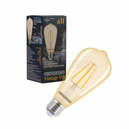 Лампа FIL СВЕТКОМПЛЕКТ VII FLST64 6W E27 2500K GOLD