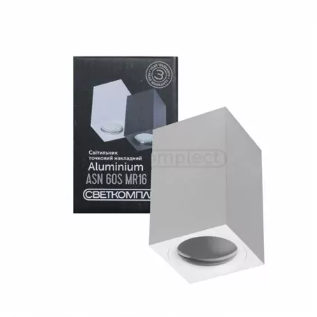 СВІТИЛЬНИК НАКЛАДНИЙ ТОЧКОВИЙ СВЕТКОМПЛЕКТ ASN 60S MR16 WH БІЛИЙ