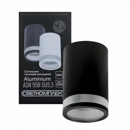 СВЕТИЛЬНИК НАКЛАДНОЙ ТОЧЕЧНЫЙ СВЕТКОМПЛЕКТ ASN 55R GU5.3 BK ЧЕРНЫЙ