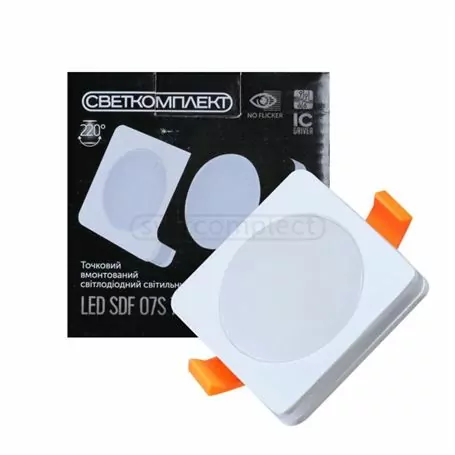 СВІТИЛЬНИК СВІТЛОДІОДНИЙ ТОЧКОВИЙ СВЕТКОМПЛЕКТ LED SDF 07S 7W 4500K WH БІЛИЙ