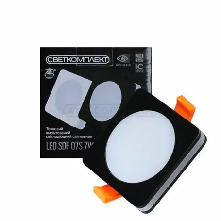 СВІТИЛЬНИК СВІТЛОДІОДНИЙ ТОЧКОВИЙ СВЕТКОМПЛЕКТ LED SDF 07S 7W 4500K BK ЧОРНИЙ