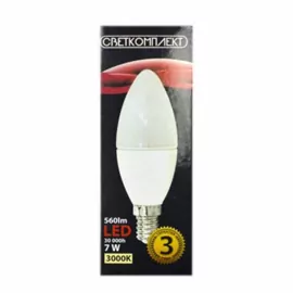 Лампа світлодіодна LED C37 C 7W 3000K E14 220V матова