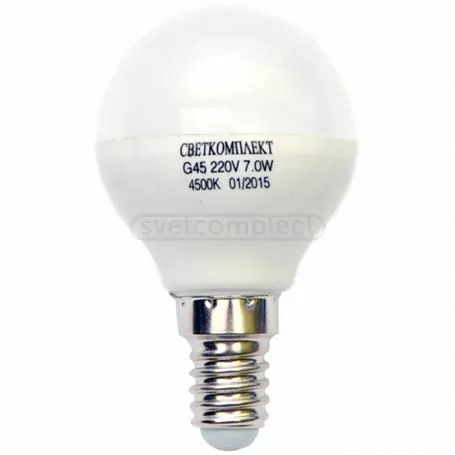 Лампа светодиодная LED G45 E14 A 7W 4500K 220V Лампа светодиодная LED G45 E14 A 7W 4500K 220V