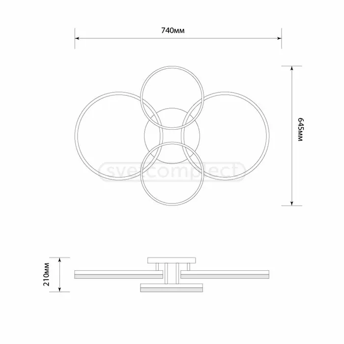 Світильник світлодіодний СВЕТКОМПЛЕКТ LED ACR DECO -4R 118W WH RC Білий з пультом ДУ